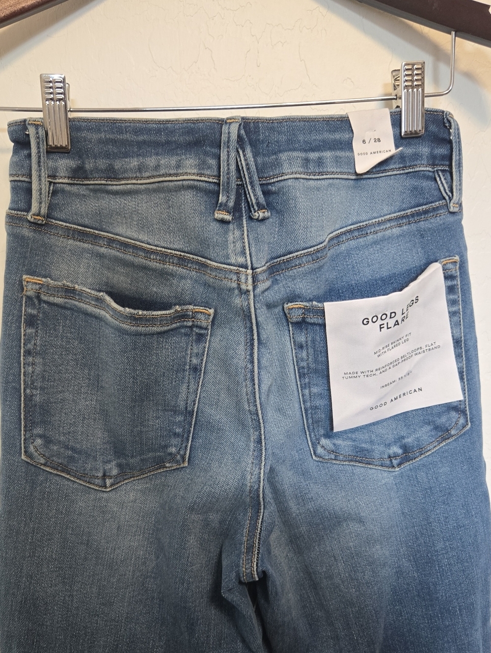 Good American Good Legs Mid-Rise Flare Jeans Indigo1211 Retro Size 6/28 NWT - Picture 9 of 16